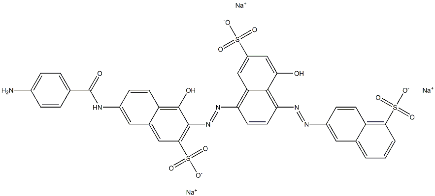 1-Naphthalenesulfonic acid, 6-[[4-[[6-[(4-aminobenzoyl)amino]-1-hydroxy-3-sulfo-2-naphthalenyl]azo]-8-hydroxy-6-sulfo-1-naphthalenyl]azo]-, trisodium salt Struktur