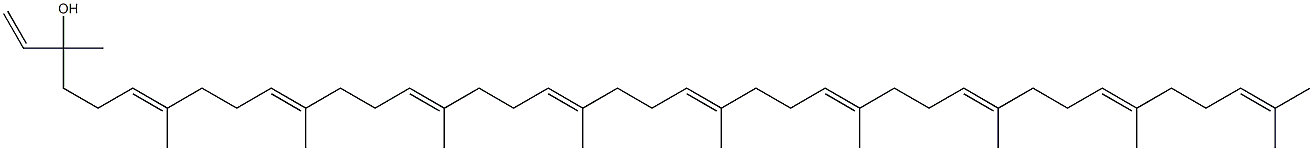 1,6,10,14,18,22,26,30,34,38-Tetracontadecaen-3-ol, 3,7,11,15,19,23,27,31,35,39-decamethyl-, (6E,10E,14E,18E,22E,26E,30E,34E)- Struktur