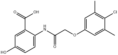 2-{[(4-chloro-3,5-dimethylphenoxy)acetyl]amino}-5-hydroxybenzoic acid Struktur