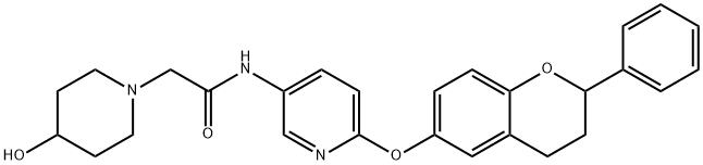 1-Piperidineacetamide, N-[6-[(3,4-dihydro-2-phenyl-2H-1-benzopyran-6-yl)oxy]-3-pyridinyl]-4-hydroxy- Struktur