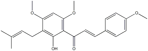 1-[2-hydroxy-4,6-dimethoxy-3-(3-methyl-2-butenyl)phenyl]-3-(4-methoxyphenyl)-2-propen-1-one Struktur