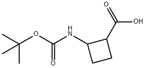 2-((tert-butoxycarbonyl)amino)cyclobutane-1-carboxylic acid Struktur