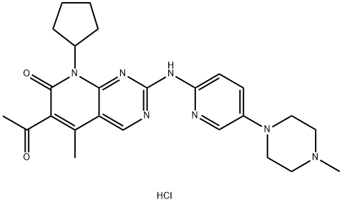 6-acetyl-8-cyclopentyl-5-methyl-2-((5-(4-methylpiperazin-1-yl)pyridin-2-yl)amino)pyrido[2,3-d]pyrimidin-7(8H)-one hydrochloride Struktur