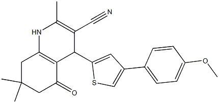 4-[4-(4-methoxyphenyl)thiophen-2-yl]-2,7,7-trimethyl-5-oxo-1,4,5,6,7,8-hexahydroquinoline-3-carbonitrile Struktur