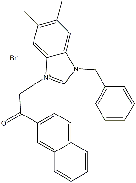 3-BENZYL-5,6-DIMETHYL-1-(2-(2-NAPHTHYL)-2-OXOETHYL)-3H-BENZIMIDAZOL-1-IUM BROMIDE Struktur