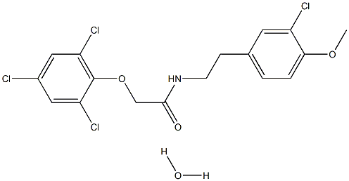 N-[2-(3-chloro-4-methoxyphenyl)ethyl]-2-(2,4,6-trichlorophenoxy)acetamide hydrate Struktur