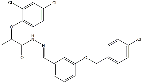 N'-[(1E)-{3-[(4-chlorophenyl)methoxy]phenyl}methylidene]-2-(2,4-dichlorophenoxy)propanehydrazide Struktur