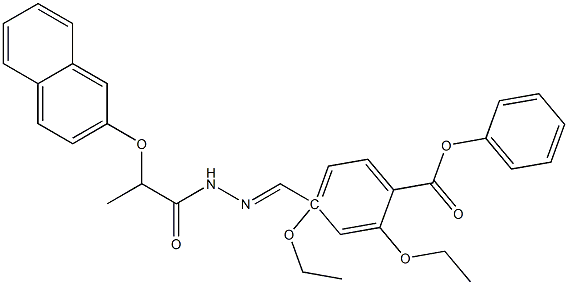 2-ethoxy-4-[(1E)-{[2-(naphthalen-2-yloxy)propanamido]imino}methyl]phenyl 4-ethoxybenzoate Struktur