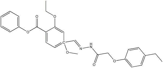 2-ethoxy-4-[(1Z)-{[2-(4-ethylphenoxy)acetamido]imino}methyl]phenyl 4-methoxybenzoate Struktur