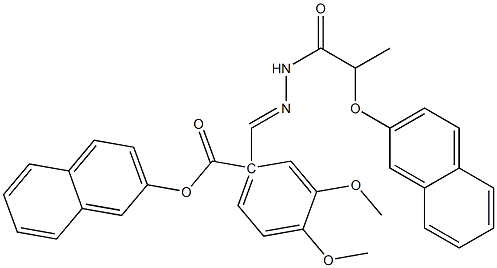 1-[(1E)-{[2-(naphthalen-2-yloxy)propanamido]imino}methyl]naphthalen-2-yl 3,4-dimethoxybenzoate Struktur