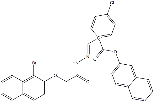 1-[(1Z)-({2-[(1-bromonaphthalen-2-yl)oxy]acetamido}imino)methyl]naphthalen-2-yl 4-chlorobenzoate Struktur