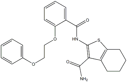 2-{[2-(2-phenoxyethoxy)benzoyl]amino}-4,5,6,7-tetrahydro-1-benzothiophene-3-carboxamide Struktur