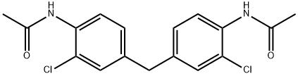 N-{2-chloro-4-[(3-chloro-4-acetamidophenyl)methyl]phenyl}acetamide Struktur