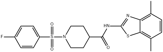 4-Piperidinecarboxamide, N-(4,7-dimethyl-2-benzothiazolyl)-1-[(4-fluorophenyl)sulfonyl]- Struktur