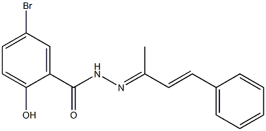 5-bromo-2-hydroxy-N'-[(2E,3E)-4-phenylbut-3-en-2-ylidene]benzohydrazide Struktur