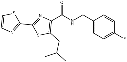 N-(4-fluorobenzyl)-5-isobutyl-2,2'-bithiazole-4-carboxamide Struktur