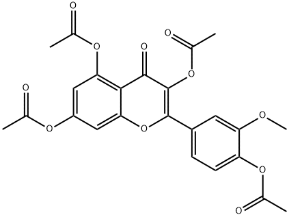 4H-1-Benzopyran-4-one, 3,5,7-tris(acetyloxy)-2-[4-(acetyloxy)-3-methoxyphenyl]- Struktur