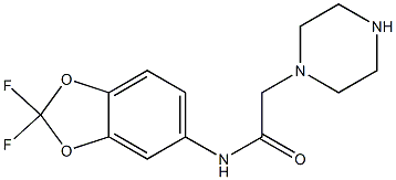 N-(2,2-difluoro-2H-1,3-benzodioxol-5-yl)-2-(piperazin-1-yl)acetamide Struktur