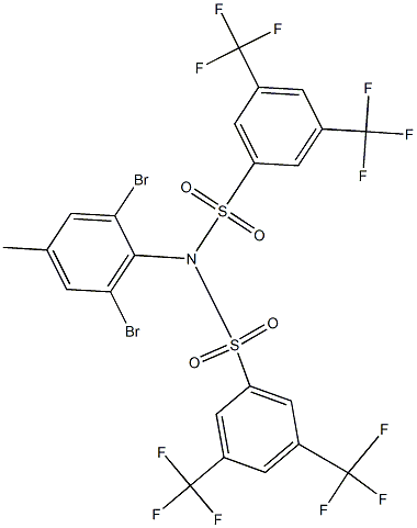 N-{[3,5-bis(trifluoromethyl)phenyl]sulfonyl}-N-(2,6-dibromo-4-methylphenyl)-3,5-bis(trifluoromethyl)benzenesulfonamide Struktur