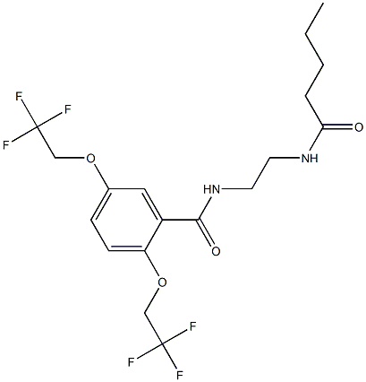 N-[2-[pentanoylamino]ethyl]-2,5-bis[2,2,2-trifluoroethoxy]benzenecarboyjimide Struktur