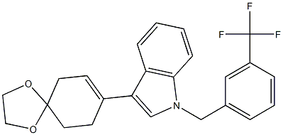 3-(1,4-dioxaspiro[4.5]dec-7-en-8-yl)-1-[3-(trifluoromethyl)benzyl]-1H-indole Struktur