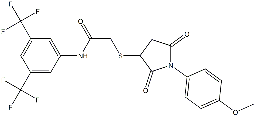 N1-[3,5-di(trifluoromethyl)phenyl]-2-{[1-(4-methoxyphenyl)-2,5-dioxotetrahydro-1H-pyrrol-3-yl]thio}acetamide Struktur