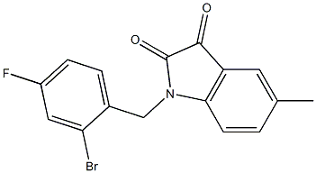 1-[(2-bromo-4-fluorophenyl)methyl]-5-methyl-2,3-dihydro-1H-indole-2,3-dione Struktur