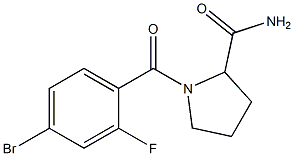 1-[(4-bromo-2-fluorophenyl)carbonyl]pyrrolidine-2-carboxamide Struktur