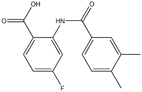 2-[(3,4-dimethylbenzene)amido]-4-fluorobenzoic acid Struktur