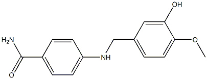 4-{[(3-hydroxy-4-methoxyphenyl)methyl]amino}benzamide Struktur