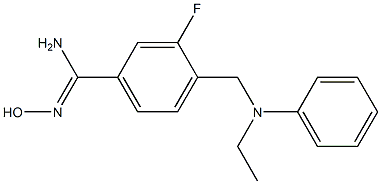 4-{[ethyl(phenyl)amino]methyl}-3-fluoro-N'-hydroxybenzene-1-carboximidamide Struktur