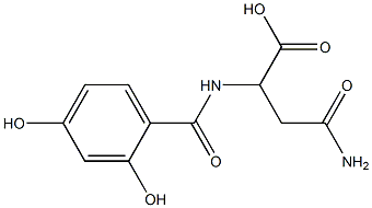 4-amino-2-[(2,4-dihydroxybenzoyl)amino]-4-oxobutanoic acid Struktur