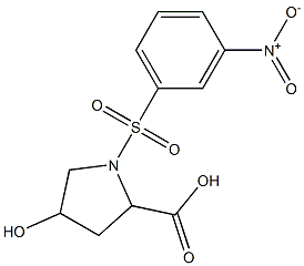 4-hydroxy-1-[(3-nitrobenzene)sulfonyl]pyrrolidine-2-carboxylic acid Struktur