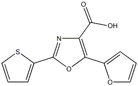 5-(furan-2-yl)-2-(thiophen-2-yl)-1,3-oxazole-4-carboxylic acid Struktur