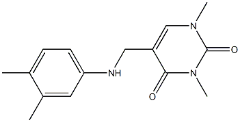 5-{[(3,4-dimethylphenyl)amino]methyl}-1,3-dimethyl-1,2,3,4-tetrahydropyrimidine-2,4-dione Struktur