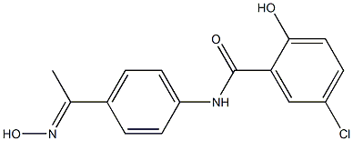 5-chloro-2-hydroxy-N-{4-[1-(hydroxyimino)ethyl]phenyl}benzamide Struktur