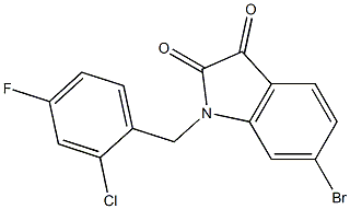 6-bromo-1-[(2-chloro-4-fluorophenyl)methyl]-2,3-dihydro-1H-indole-2,3-dione Struktur