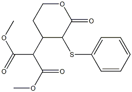 [[3-(Phenylthio)tetrahydro-2-oxo-2H-pyran]-4-yl]malonic acid dimethyl ester Struktur