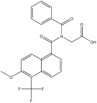 [N-Benzoyl-N-[oxo[5-(trifluoromethyl)-6-methoxy-1-naphtyl]methyl]amino]acetic acid Struktur