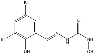 1-[(2-Hydroxy-3,5-dibromophenyl)methyleneamino]-3-hydroxyguanidine Struktur