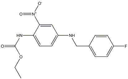 2-nitro-4-(4-fluorobenzylamino)-1-ethoxycarbonylaminobenzene Struktur