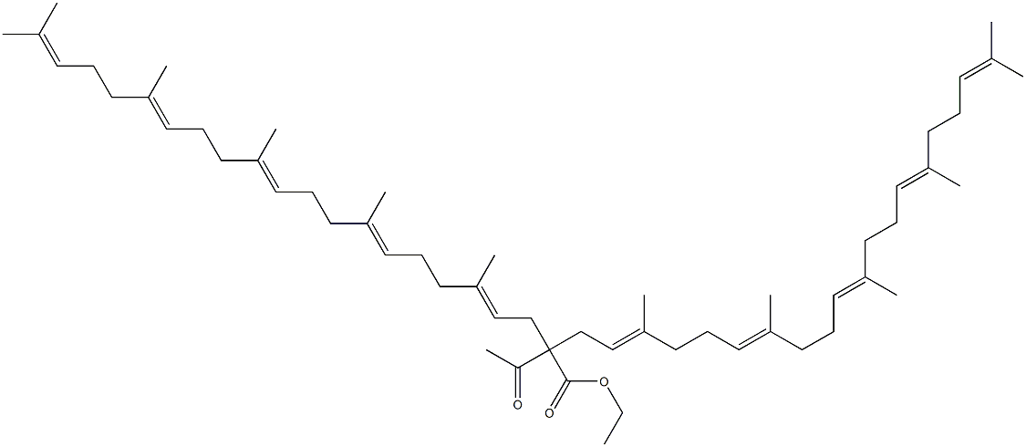 (4E,8E,12E,16E)-Ethyl 2-acetyl-5,9,13,17,21-pentamethyl-2-((2E,6E,10E,14E)-3,7,11,15,19-pentamethylicosa-2,6,10,14,18-pentaen-1-yl)docosa-4,8,12,16,20-pentaenoate Struktur