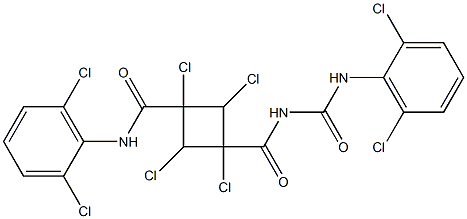 1,2,3,4-tetrachloro-N1-(2,6-dichlorophenyl)-N3-(2,6-dichlorophenylcarbamoyl)cyclobutane-1,3-dicarboxamide Struktur