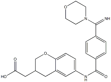 (6-(4-(morpholinoformimidoyl)benzamido)-3,4-dihydro-2H-1-benzopyran-3-yl)acetic acid Struktur