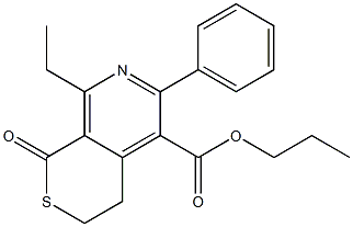 propyl 1-ethyl-8-oxo-3-phenyl-5,6,7,8-tetrahydro-7-thiaisoquinoline-4-carboxylate Struktur