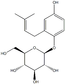 1-O-beta-glucopyranosyl-1,4-dihydroxy-2-(3',3'-dimethylallyl)benzene Struktur