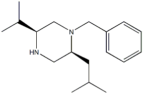 (2S,5S)-1-BENZYL-2-(2-METHYLPROPYL)-5-(PROPAN-2-YL)PIPERAZINE Struktur