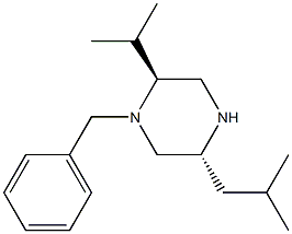 (2S,5R)-1-BENZYL-5-(2-METHYLPROPYL)-2-(PROPAN-2-YL)PIPERAZINE Struktur