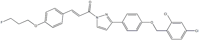 (E)-1-(3-{4-[(2,4-dichlorobenzyl)oxy]phenyl}-1H-pyrazol-1-yl)-3-[4-(3-fluoropropoxy)phenyl]-2-propen-1-one Struktur