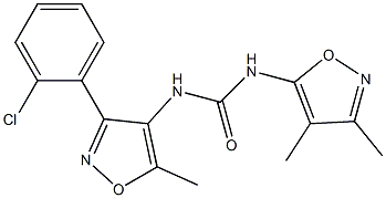 N-[3-(2-chlorophenyl)-5-methylisoxazol-4-yl]-N'-(3,4-dimethylisoxazol-5-yl)urea Struktur